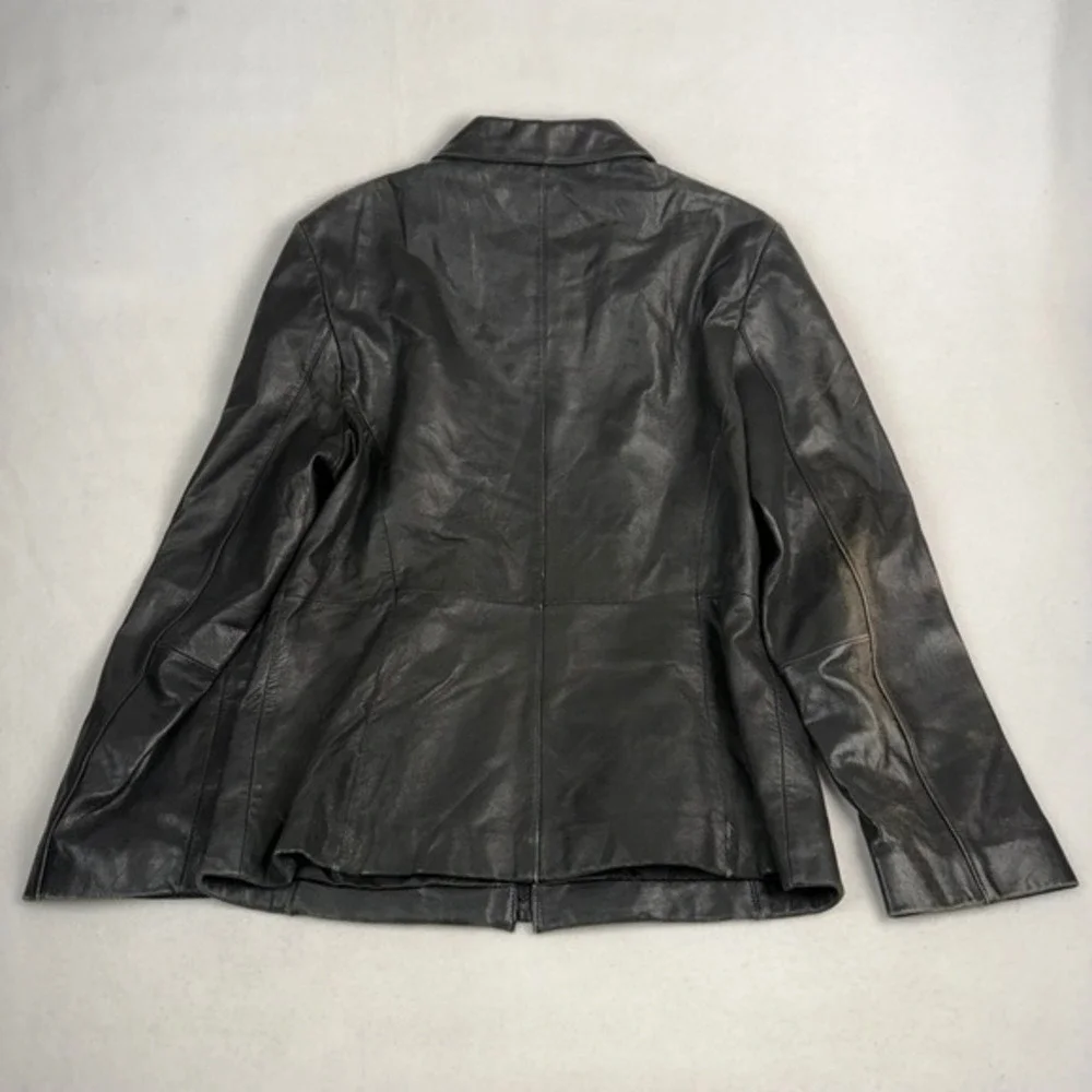 Reed‎ Leather Sportswear Womens Black Genuine Leather Zip Up Jacket Size M